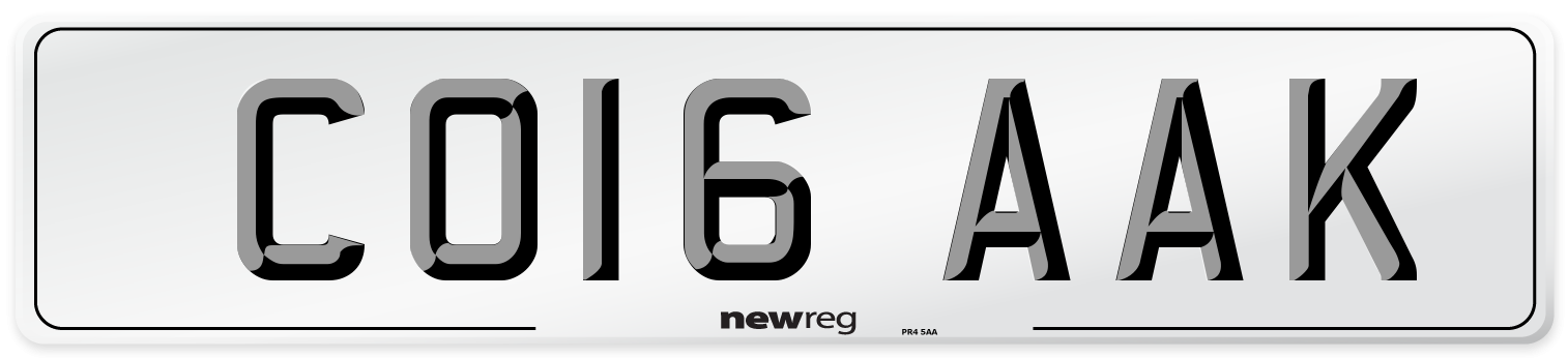 CO16 AAK Number Plate from New Reg